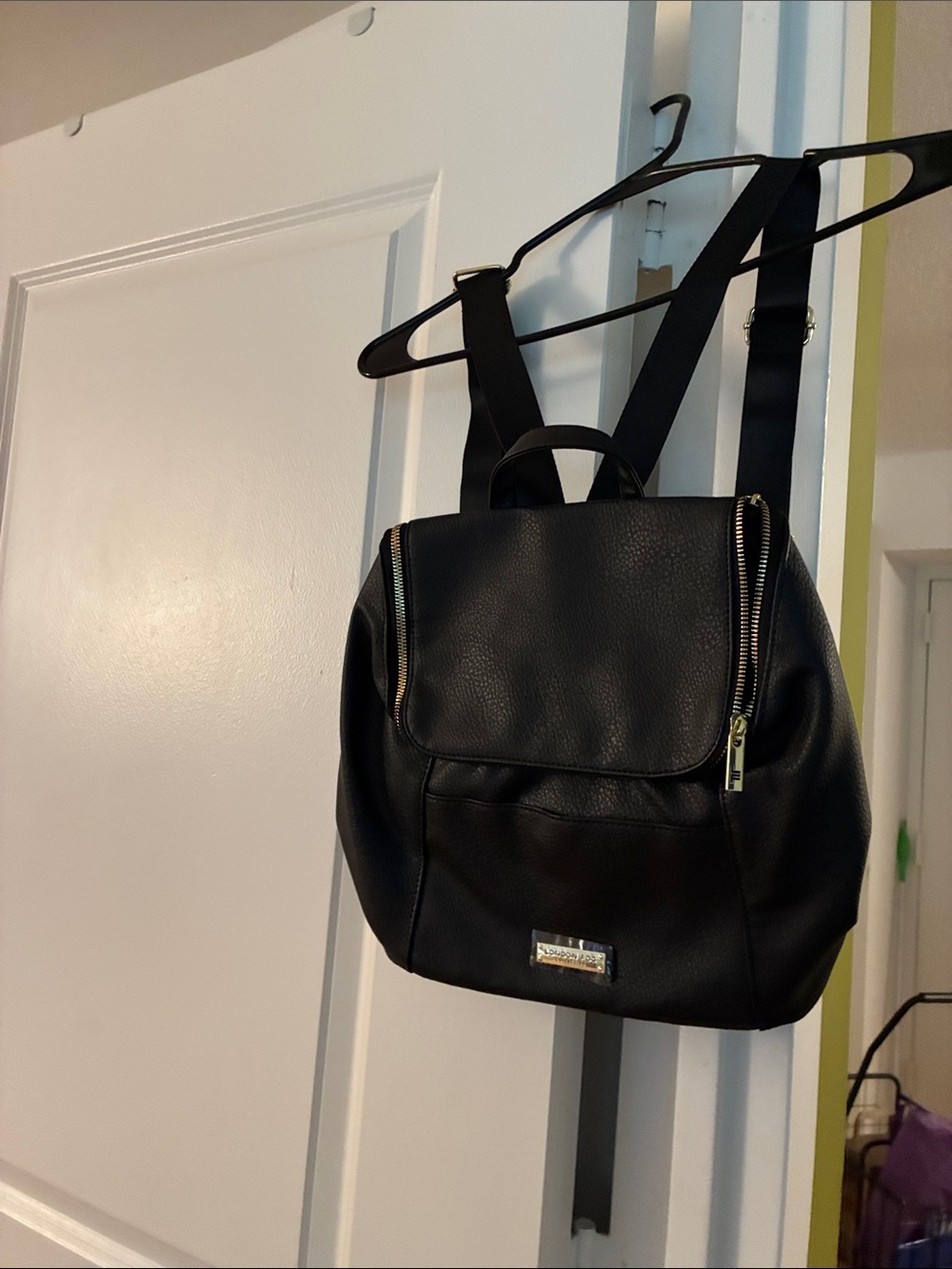 London Fog Black Backpack with Gold Hardware